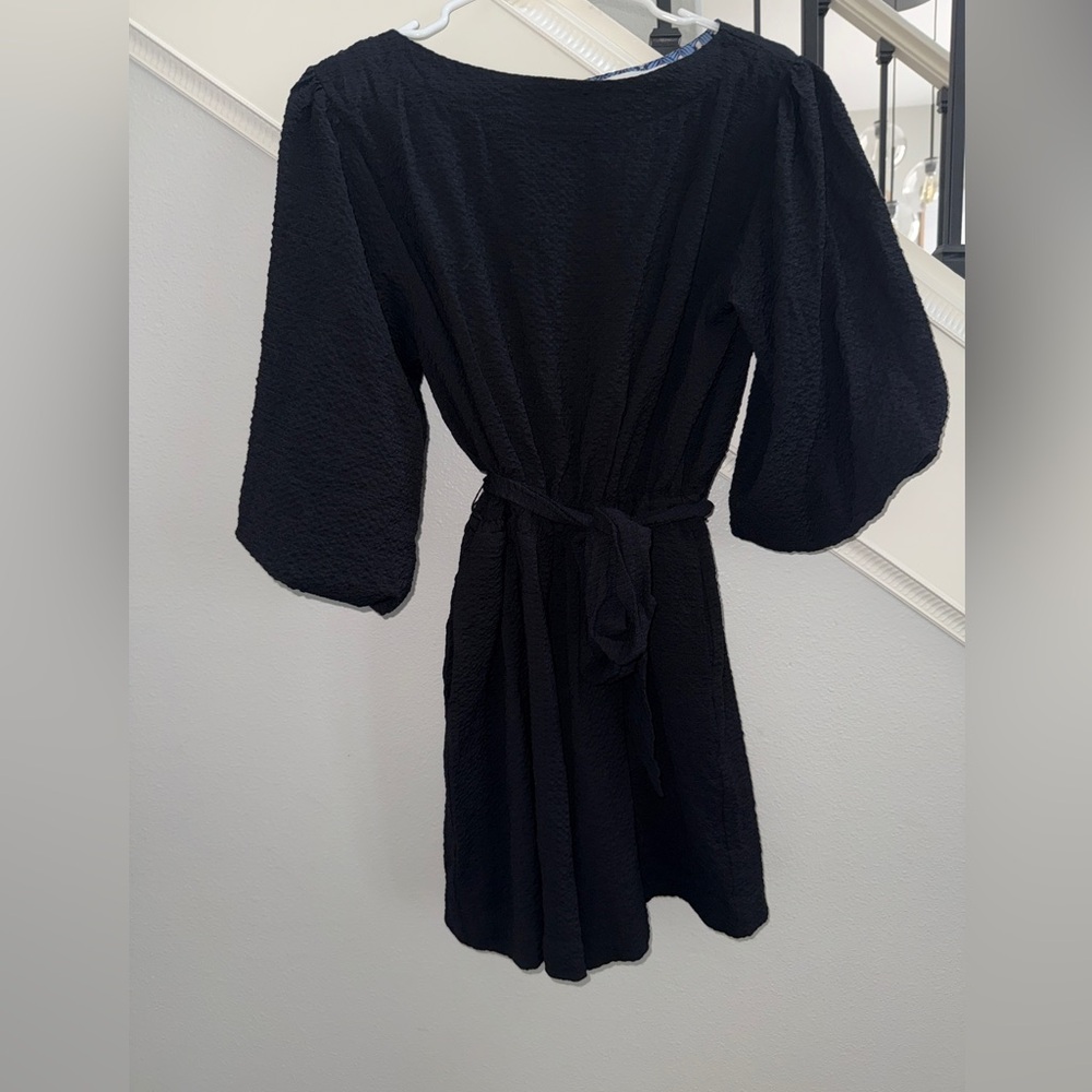 Anthropologie Black and Blue Textured Romper